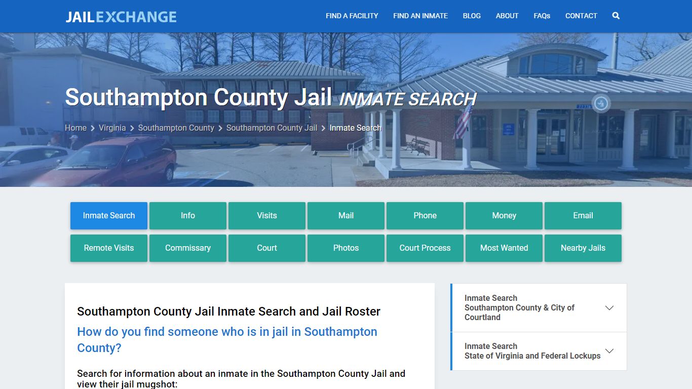 Inmate Search: Roster & Mugshots - Southampton County Jail, VA